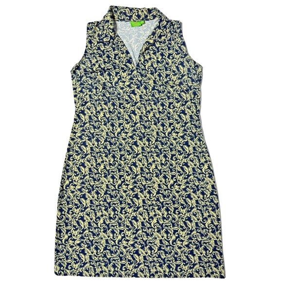 Katherine Way St. Regis Sleeveless Stretch V-Neck Shift Dress Women's Large Navy - Picture 1 of 6